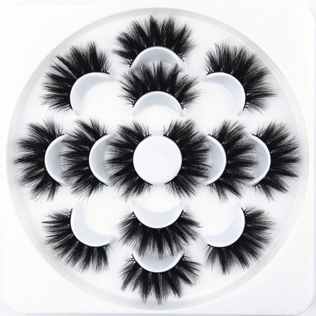 7/8/10 Pairs 3D Mink Lashes - 25mm Dramatic Volume Natural Long Silk Eyelashes