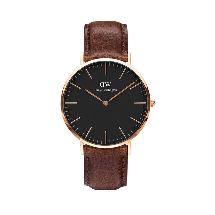 Classic Black Bristol Watch Rose Gold 40mm
