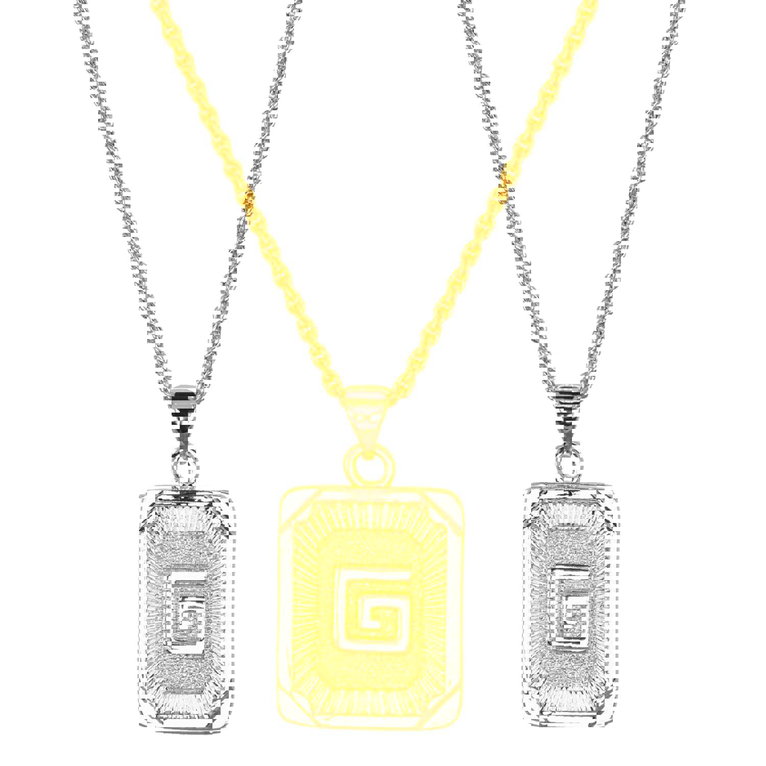 Gold Filled Initial Card Necklace - Personalized Engraved Jewelry