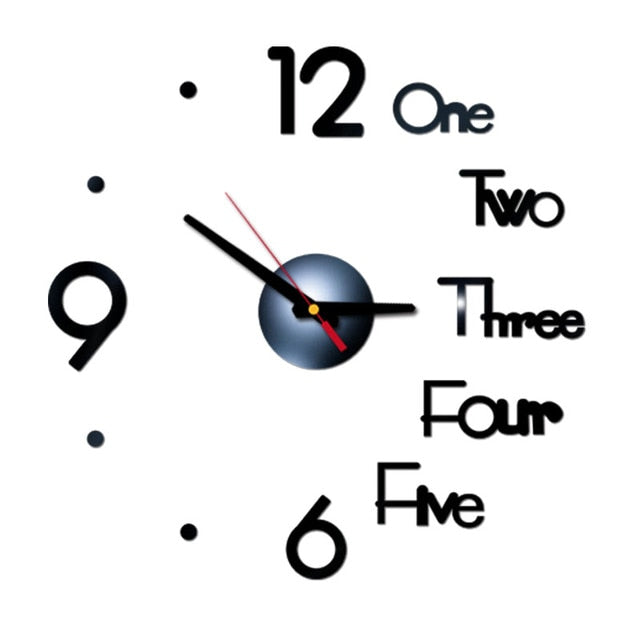 Mini Home Wall Clock 3D DIY Acrylic Mirror Stickers for Modern Living Room Decor