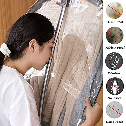 OWNALL Garment Bags for Closet Storage Hanging Clothes 6 Pack, 40” Breathable Clothing Storage with 4” Gusseted