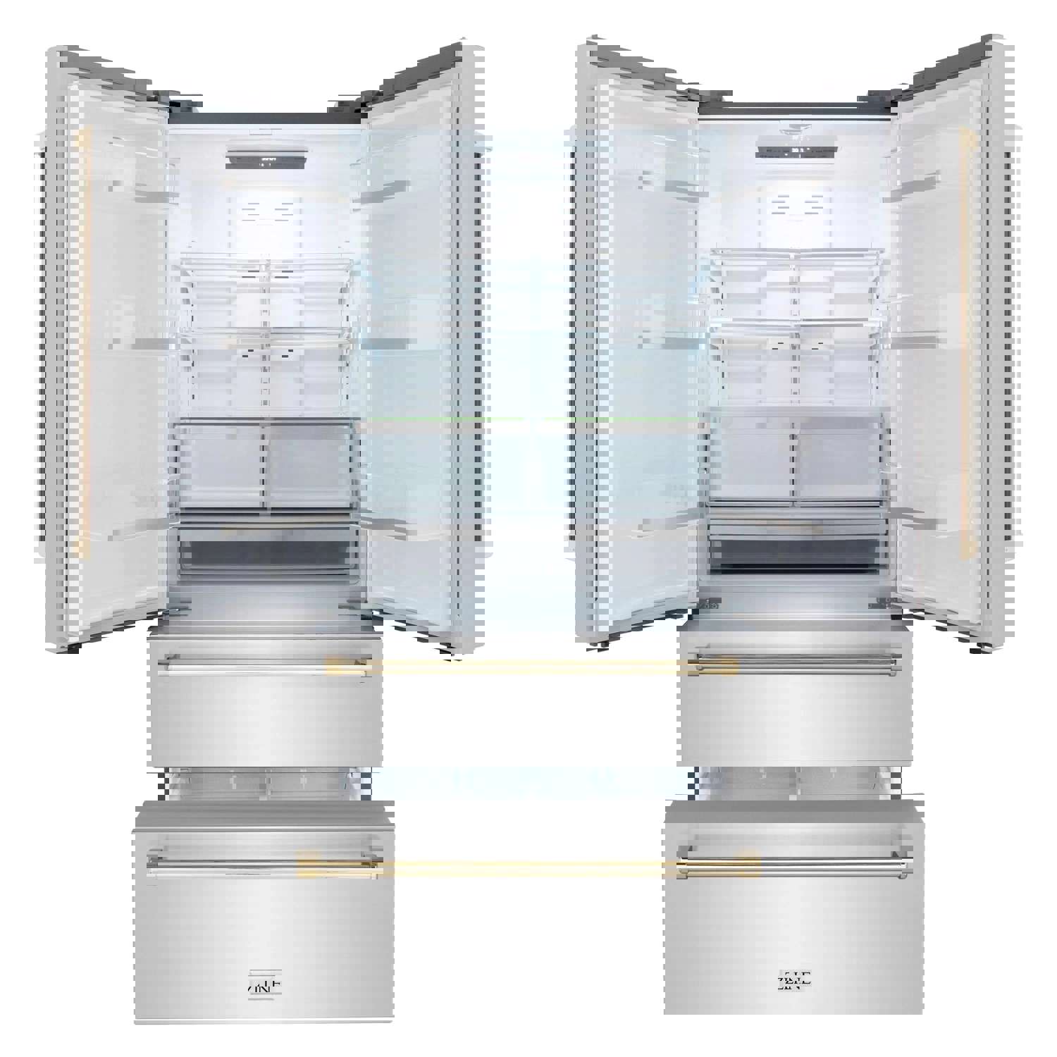 ZLINE 36 Autograph Edition 22.5 cu. ft Freestanding French Door Refrigerator with Ice Maker in Fingerprint Resistant Stainless Steel - RFMZ-36
