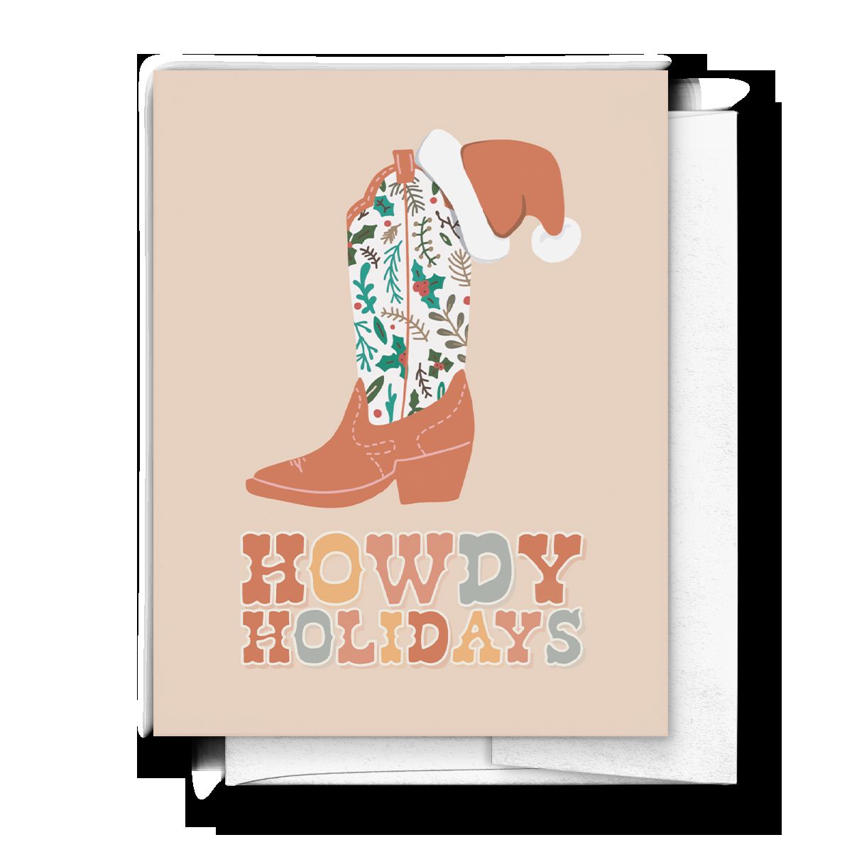 Howdy Christmas Holiday Cowboy Boot Greeting Card