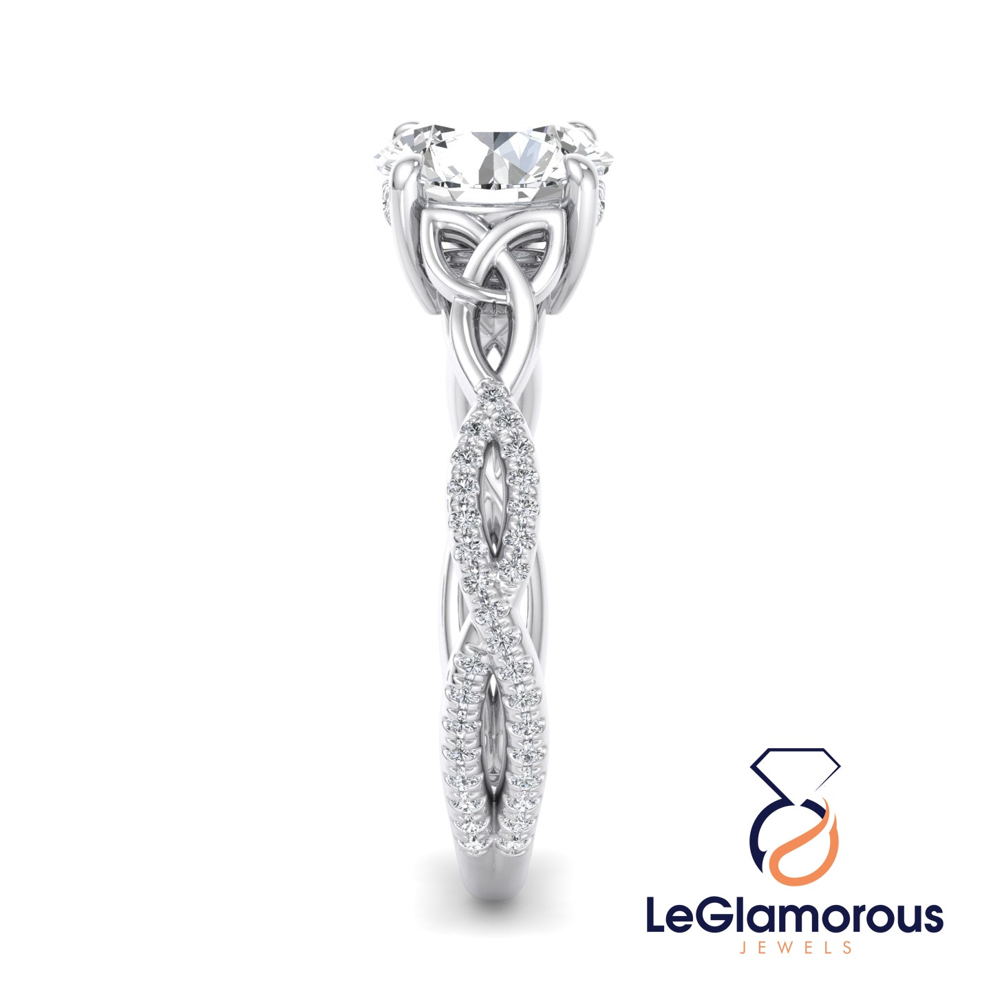 Hidden Halo Round Cut Pave Style Lab Grown Diamond Engagement Ring