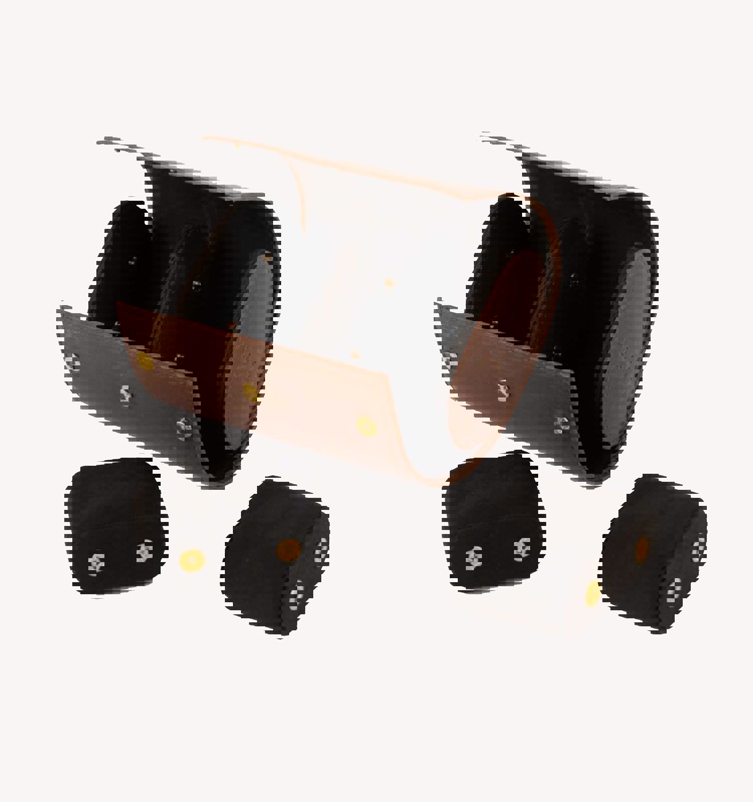 Moore & Giles Double Watch Case in Baldwin Oak - Brown Leather Watch Storage