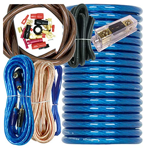 Audiobank 4 Gauge 2000W Car Amplifier Installation Power Amp Wiring Kit with AGU Fuse Holder & 80A Fuse