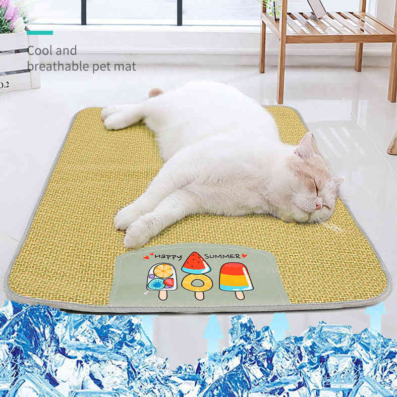 SRline Pet Mat Ice Cool Grass Mat for Dogs and Cats - Cooling Summer Pet Bed