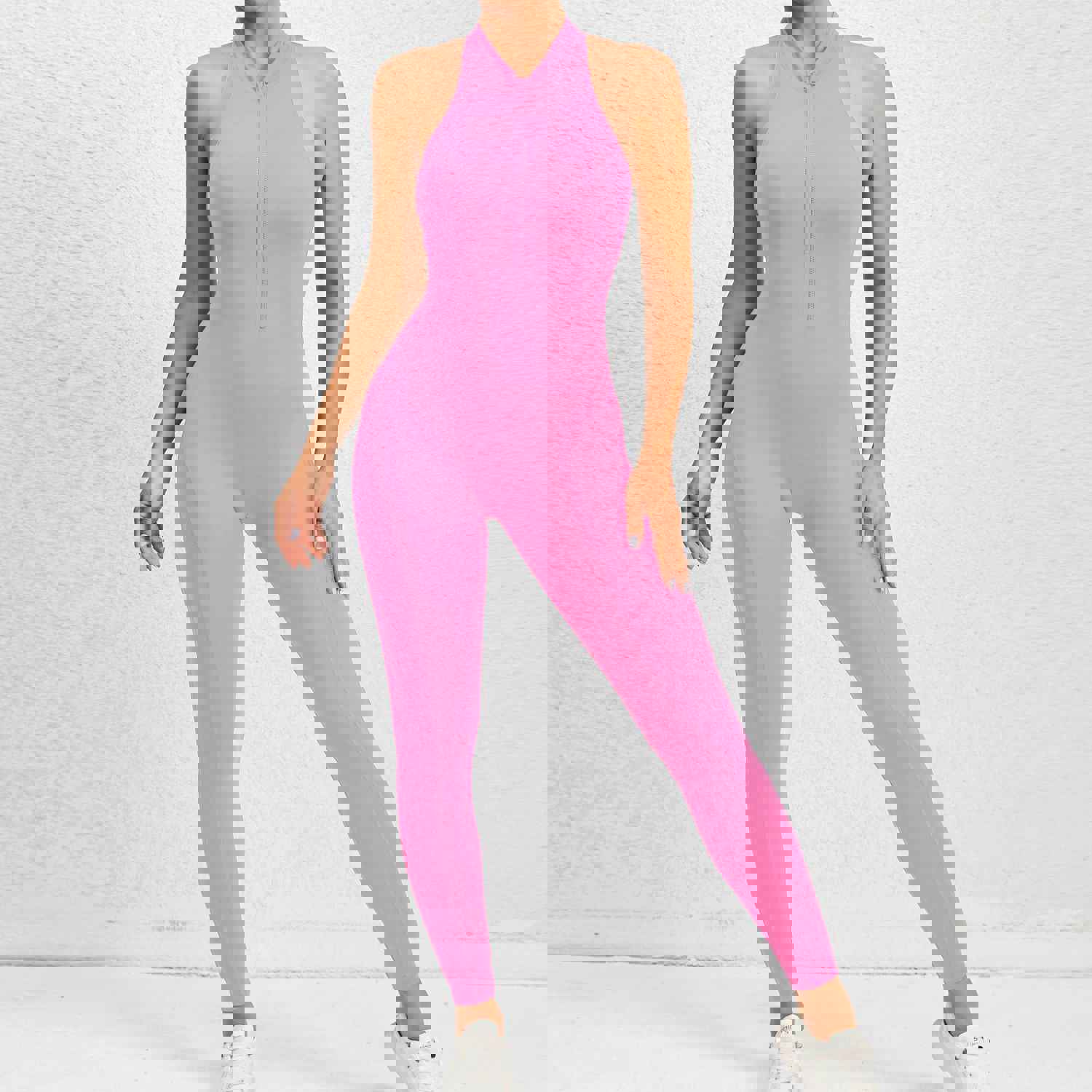 Zippered Yoga Fitness Jumpsuit - Sleeveless Tummy Control Shapewear for Women