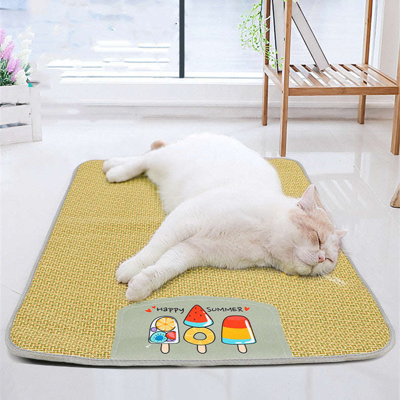 SRline Pet Mat Ice Cool Grass Mat for Dogs and Cats - Cooling Summer Pet Bed
