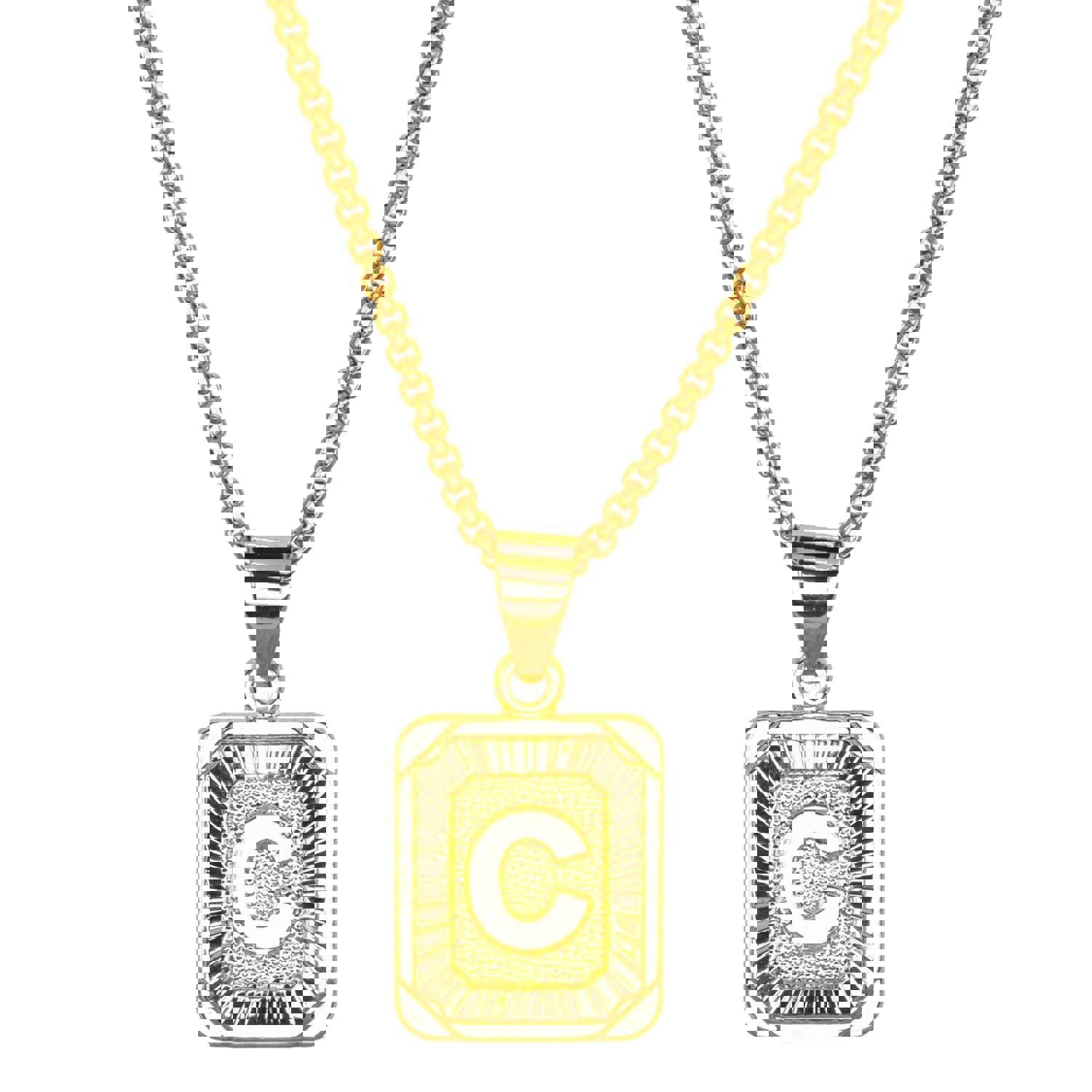 Gold Filled Initial Card Necklace - Personalized Engraved Jewelry