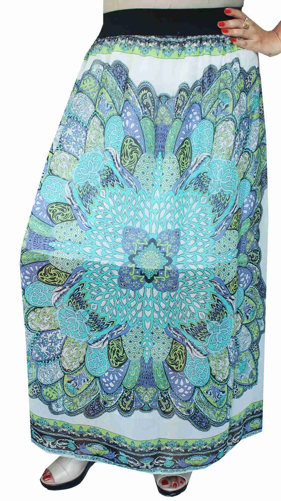 Chiffon Printed Long Skirt for Women - Elegant Indian Summer Dress