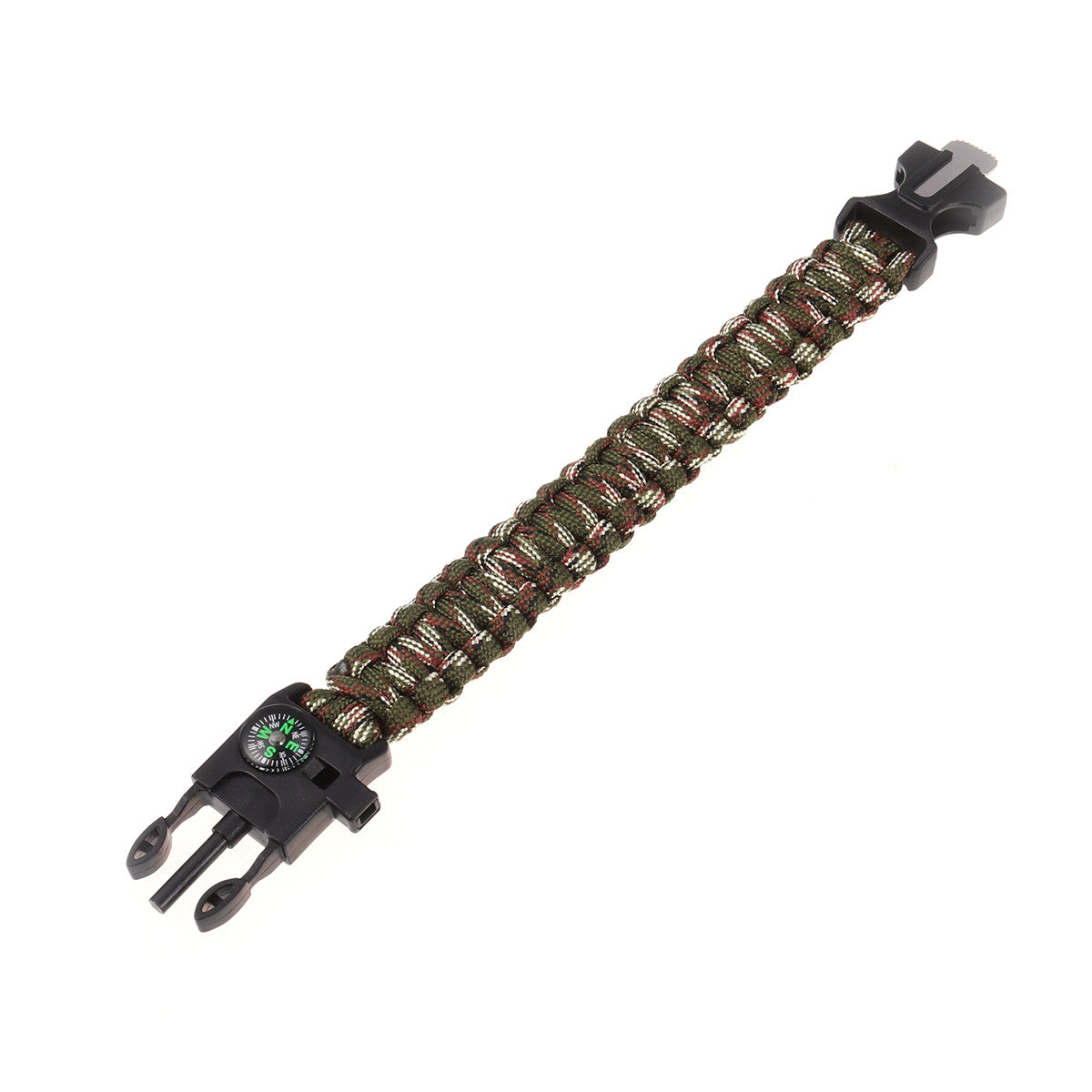 5-in-1 Paracord Survival Bracelet with Whistle, Compass, Scraper, Magnesium Flint, and Knife