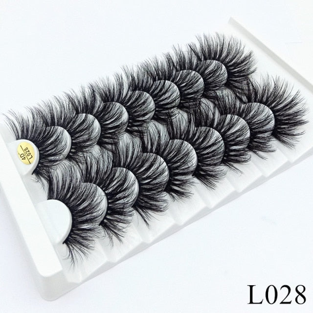 7/8/10 Pairs 3D Mink Lashes - 25mm Dramatic Volume Natural Long Silk Eyelashes
