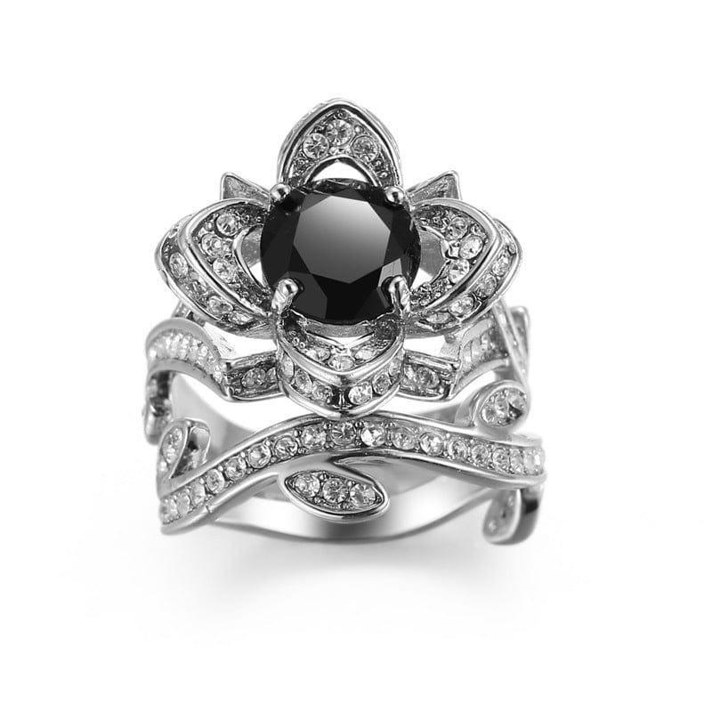 Ladies Rose Flower Amethyst Ring - Elegant Crystal Jewelry for Women