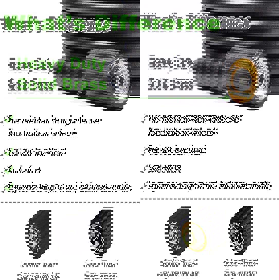 YAMATIC 1/4 Pressure Washer Hose 50ft 3200 PSI with M22 to 3/8 Adapters