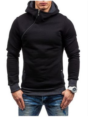 2021 Brand Hoodie Oblique Zipper Solid Color Hoodies for Men