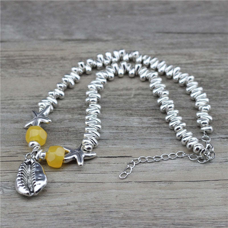 Anslow Creative Designer Ocean Sea Shell Starfish Statement Collar Female Necklace