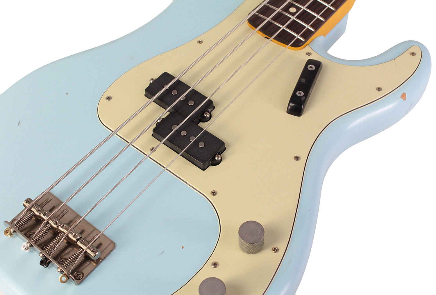 Nash PB-63 Bass Guitar, Sonic Blue, Light Aging