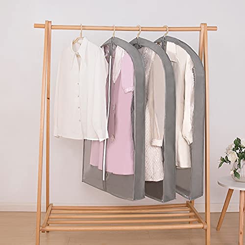OWNALL Garment Bags for Closet Storage Hanging Clothes 6 Pack, 40” Breathable Clothing Storage with 4” Gusseted