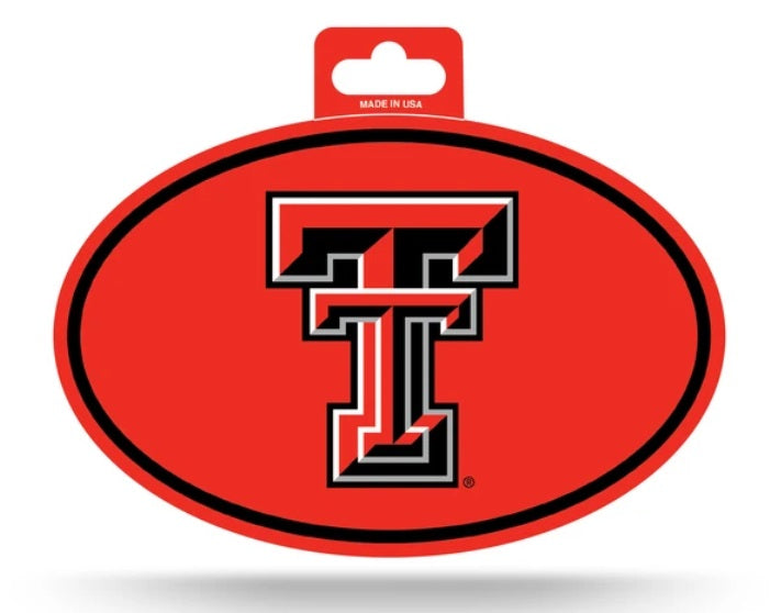 Texas Tech Red Raiders Oval Decal Full Color Sticker - 3.75 x 5.75 Inches - Officially Licensed
