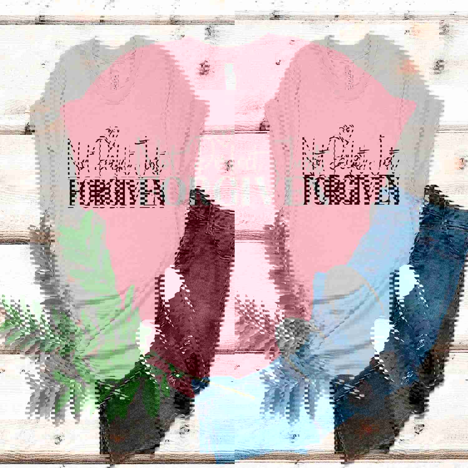 Inspirational Christian T-Shirt - Not Perfect Just Forgiven, Faith Based Tee for Women