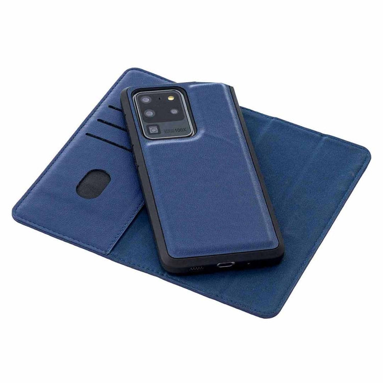 For Samsung Galaxy S20 Ultra 2 in 1 Detachable Magnetic Horizontal Flip Genuine Leather Case with Holder & Card Slots & Wallet (Blue)