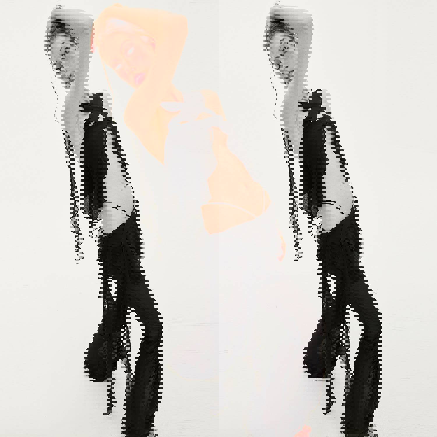 Jeanne Ruffled Chiffon Strapless Tank in Black