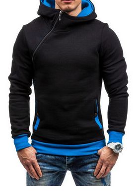2021 Brand Hoodie Oblique Zipper Solid Color Hoodies for Men