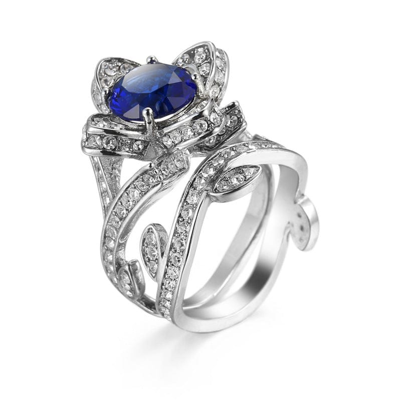 Ladies Rose Flower Amethyst Ring - Elegant Crystal Jewelry for Women