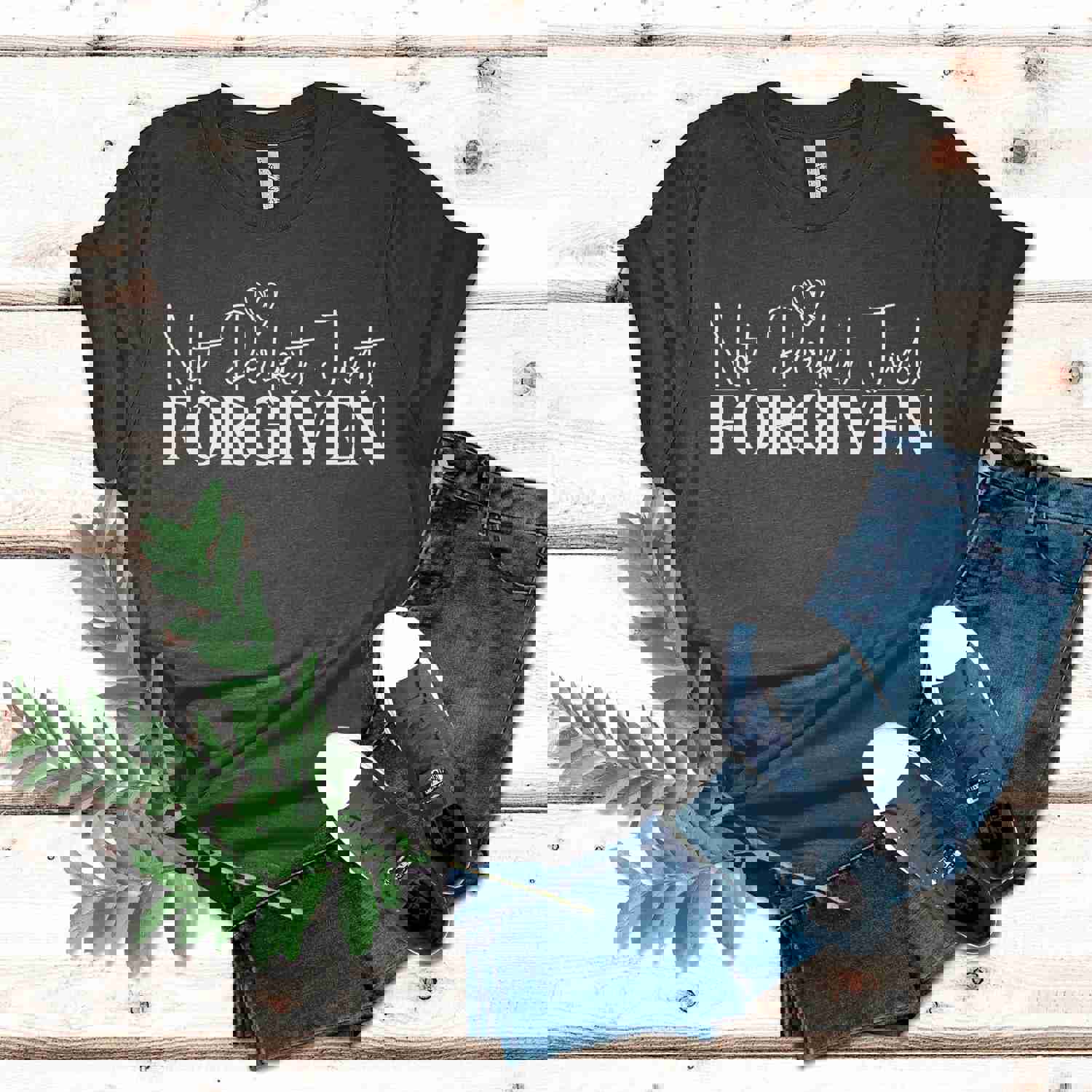 Inspirational Christian T-Shirt - Not Perfect Just Forgiven, Faith Based Tee for Women