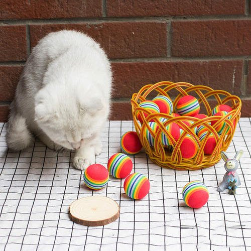 3.5cm Rainbow Chewing Brushing Training Toy Ball for Pets