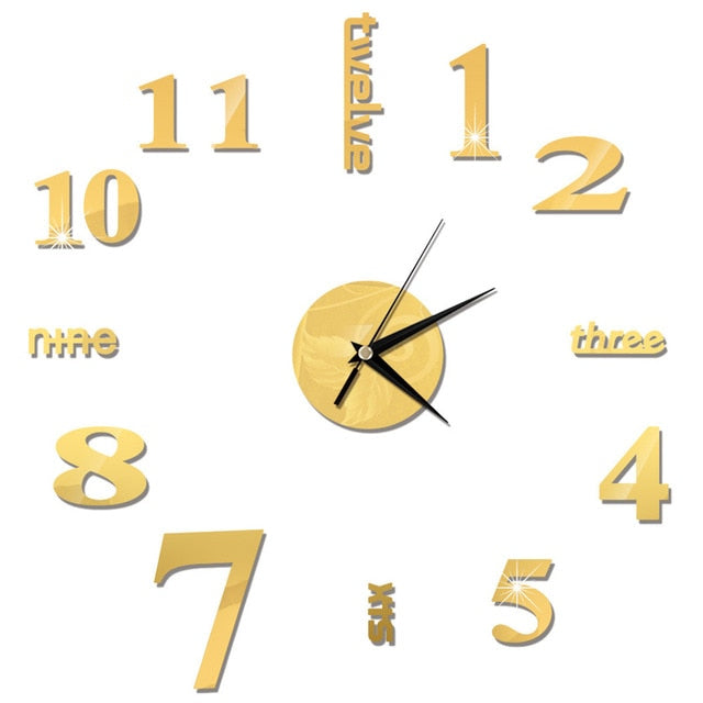 Mini Home Wall Clock 3D DIY Acrylic Mirror Stickers for Modern Living Room Decor