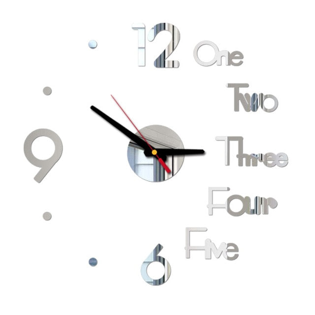 Mini Home Wall Clock 3D DIY Acrylic Mirror Stickers for Modern Living Room Decor