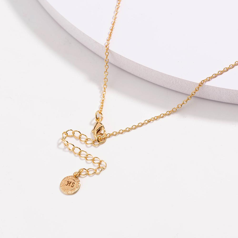Dainty Black Onyx Layered Necklace for Women - Gold Plated Link Chain Pendant Jewelry with Extender