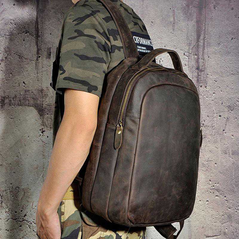 Cool Vintage Leather Men's Backpack - Durable Travel & School Satchel