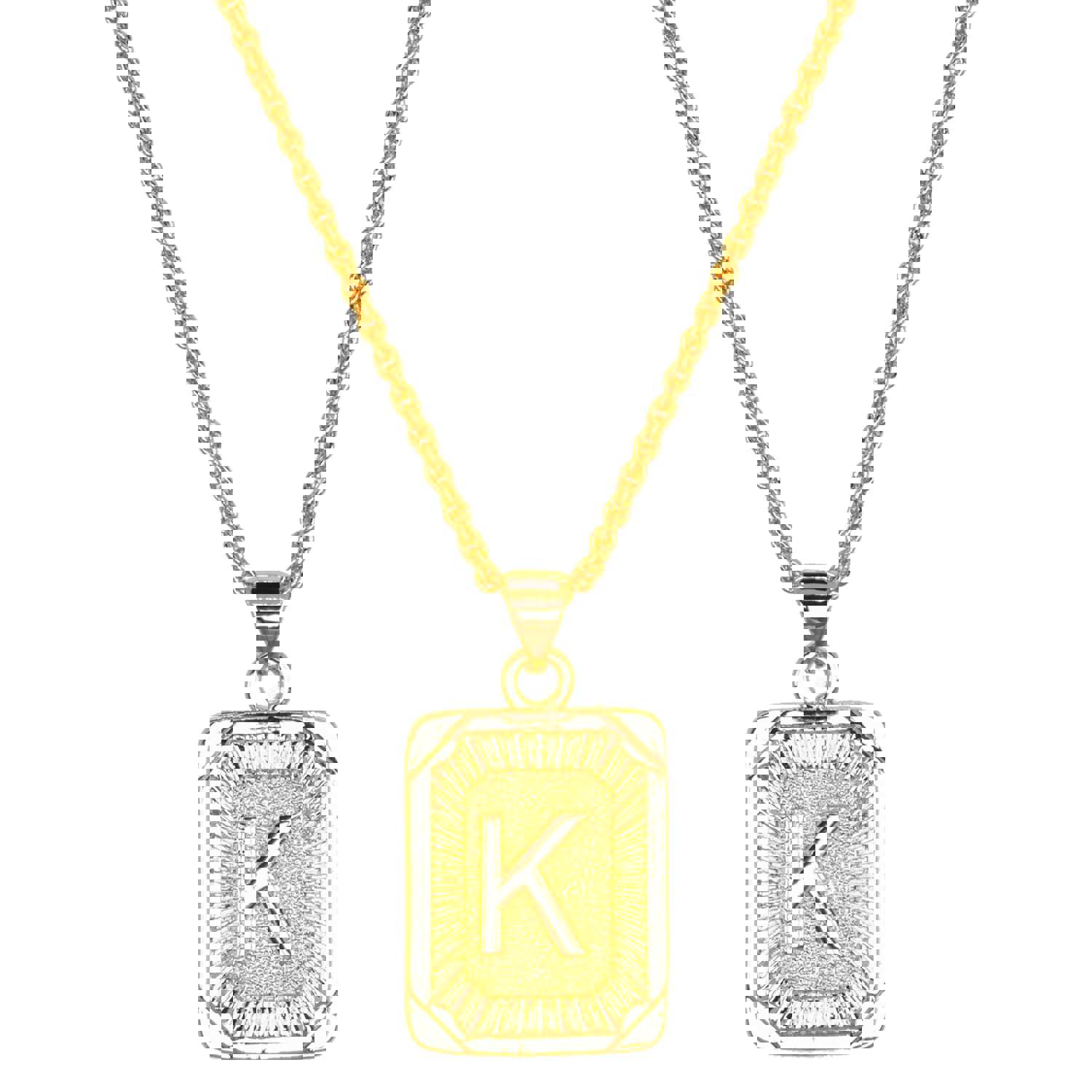 Gold Filled Initial Card Necklace - Personalized Engraved Jewelry