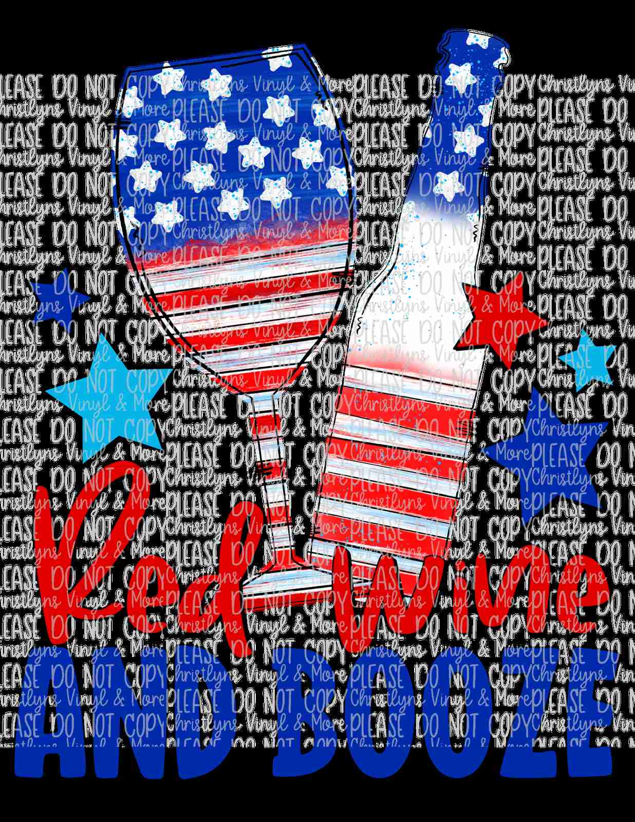 Red Wine Blue Independence Day Sublimation Transfer