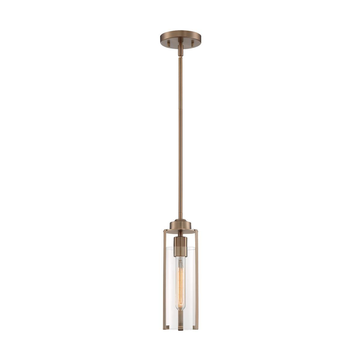 MARINA 1 LIGHT MINI PENDANT - Clear Glass with Burnished Brass Finish
