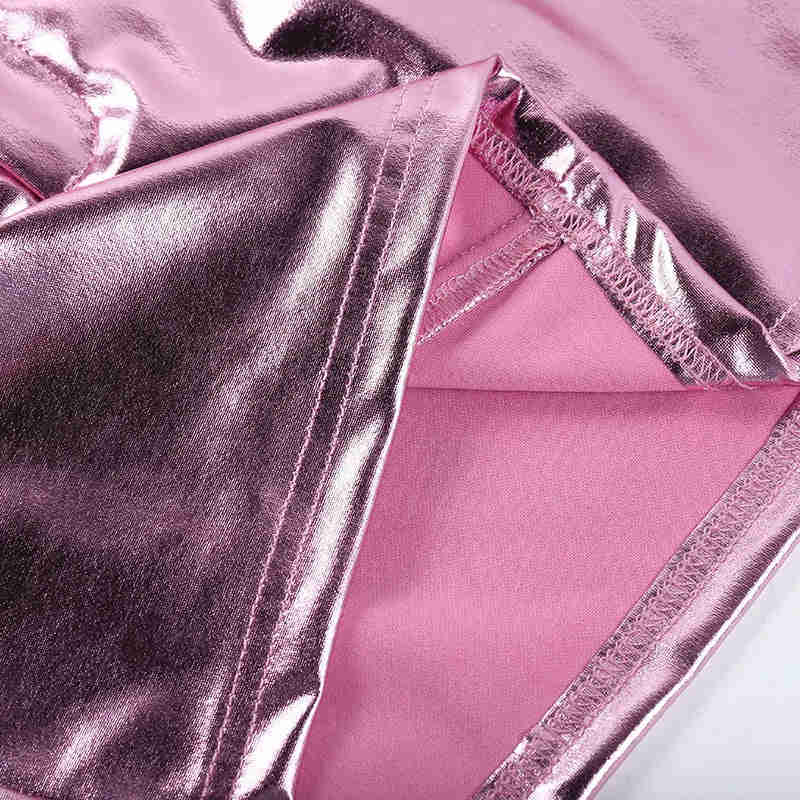Nukty Y2k Pink Metallic Fashion Short Skirt for Women