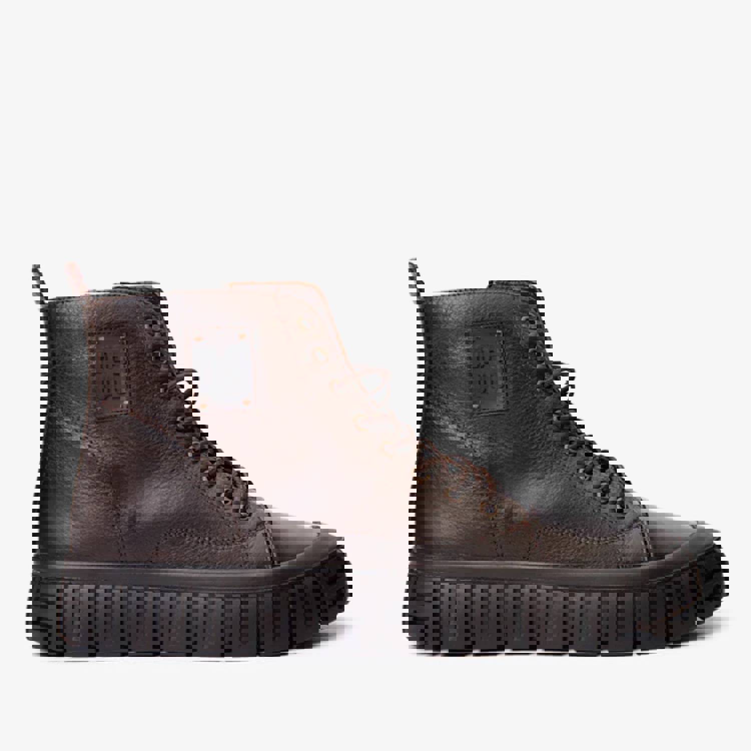 Taco Brown Leather Casual Lace-Up Men Boot with Zipper