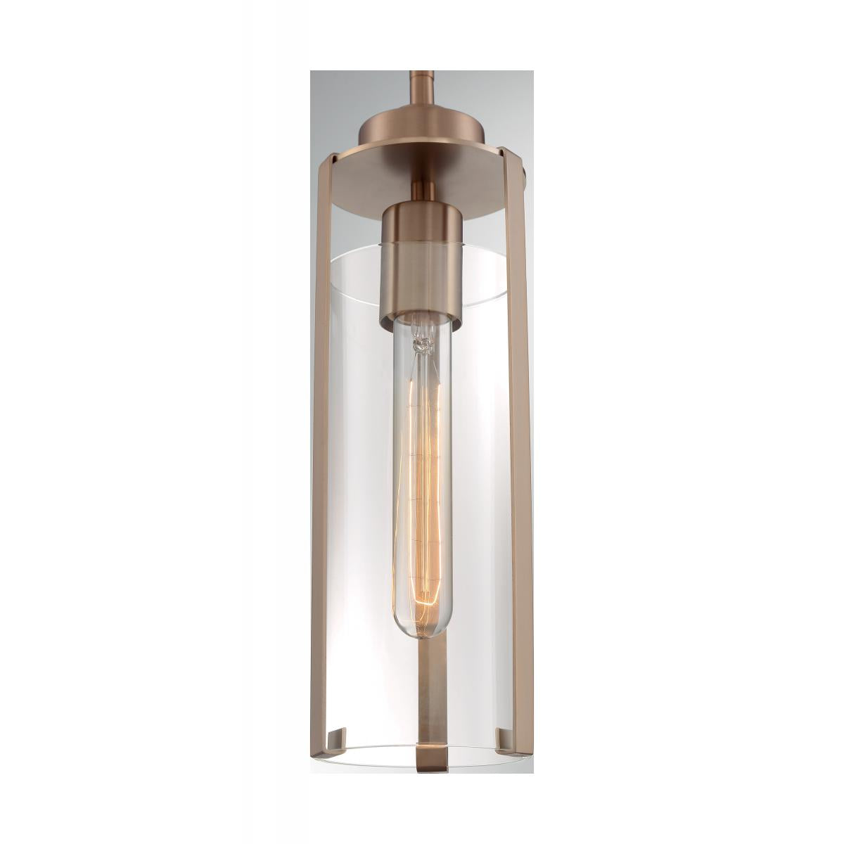 MARINA 1 LIGHT MINI PENDANT - Clear Glass with Burnished Brass Finish
