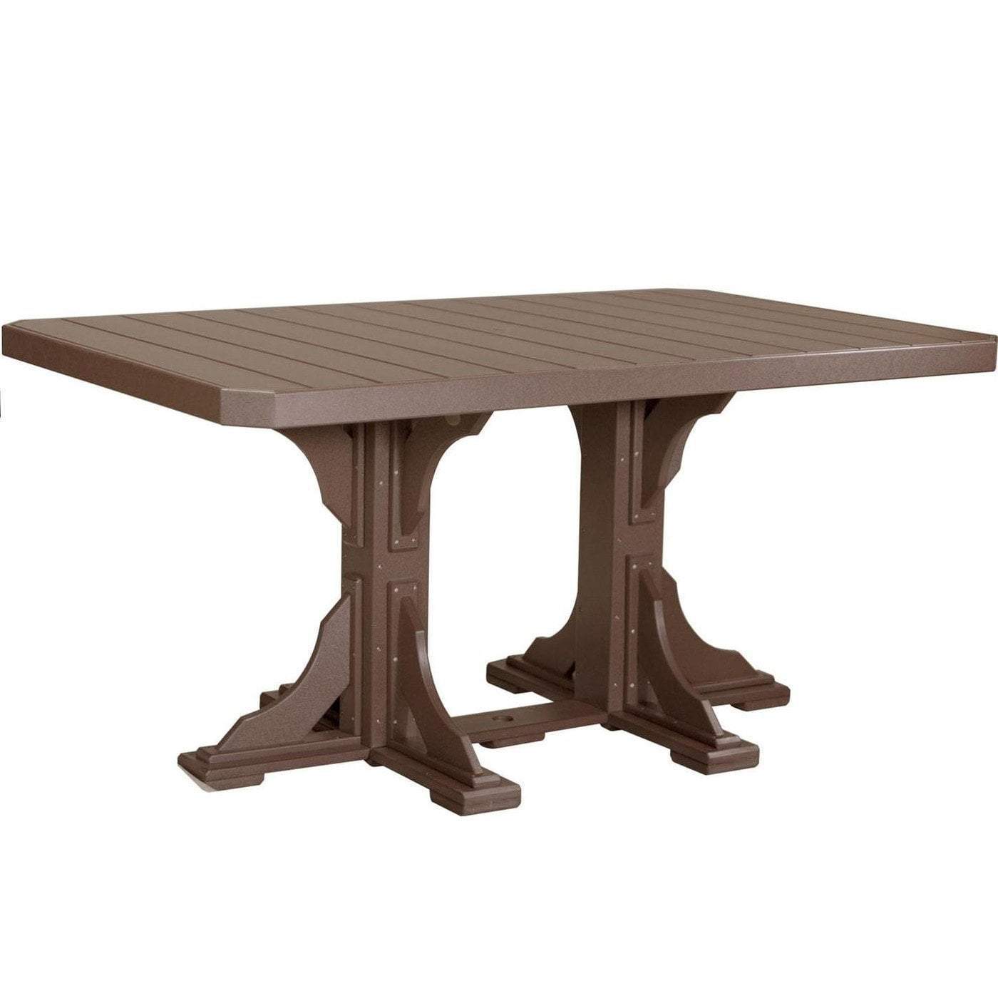 LuxCraft Chestnut Brown Recycled Plastic 4x6 Rectangular Table