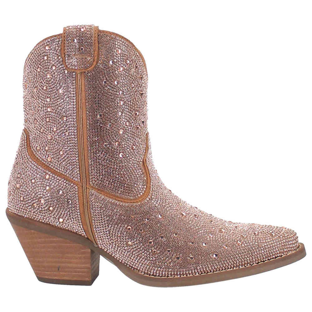 DI557 Dingo Women's Rhinestone Cowgirl Short Boot - Silver and Rose Gold
