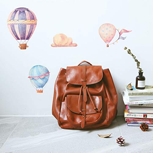 6 Sheets Hot Air Balloon Kids Wall Decals - Removable Vinyl Stickers for Nursery, Living Room, Kitchen, Office