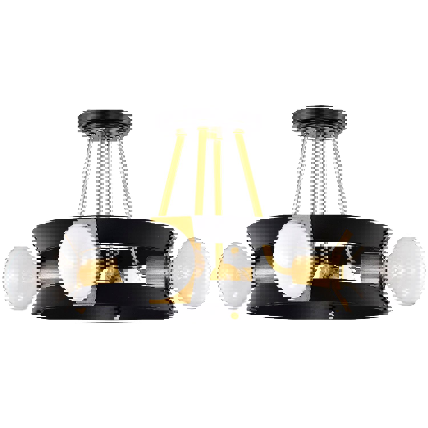SATCO/NUVO Marsden 4 Light Semi Flush Matte Black And Natural Brass Finish (60-7866)