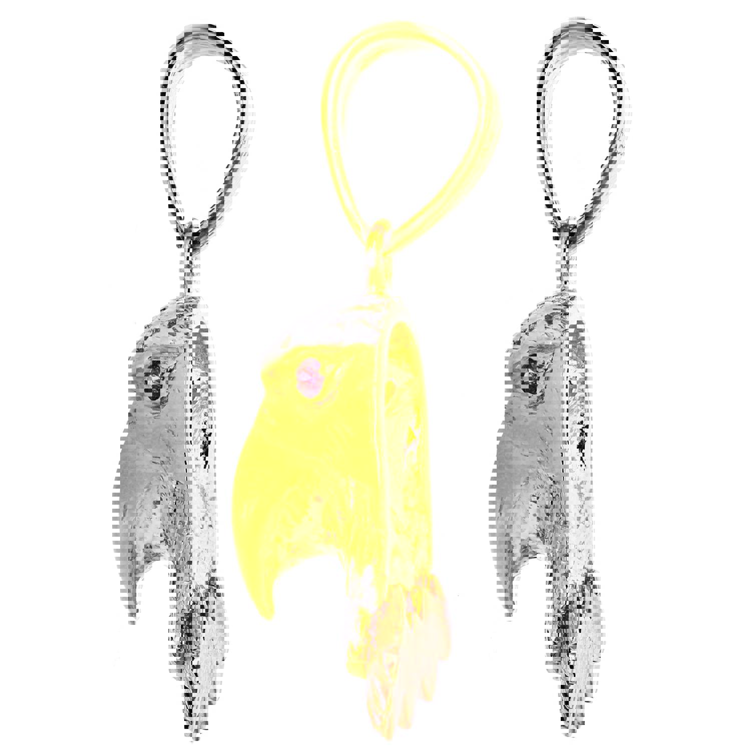 14K Gold Tricolor 37x22mm Eagle Pendant