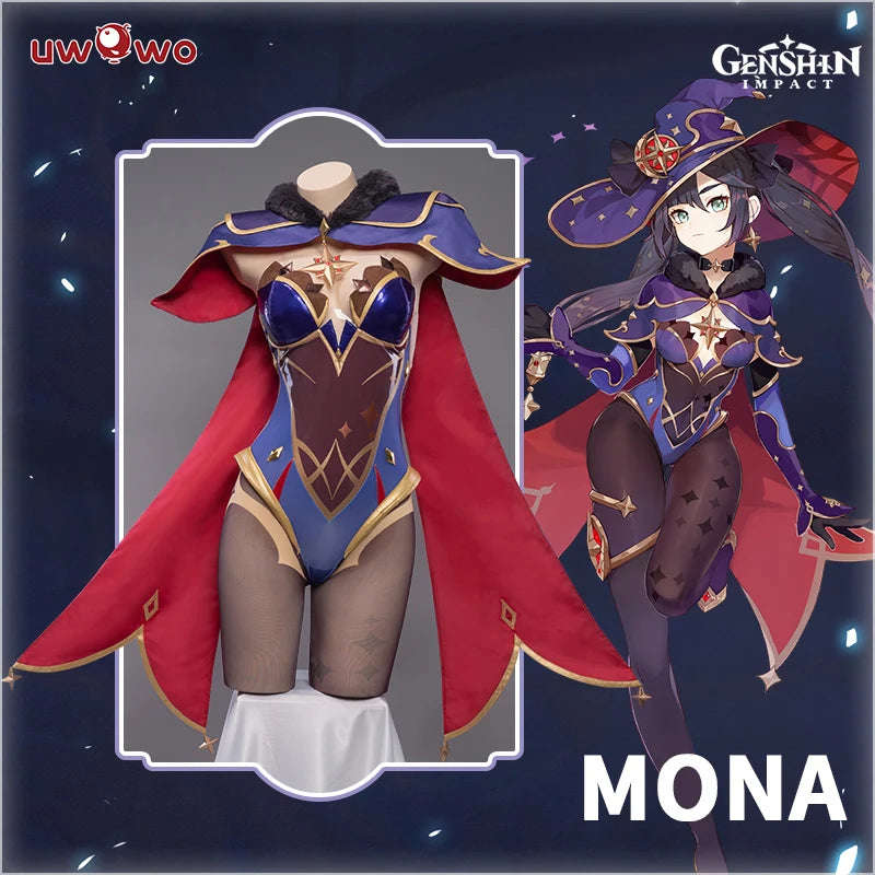 UWOWO Game Genshin Impact Mona Megistus Astral Reflection Cosplay Costume