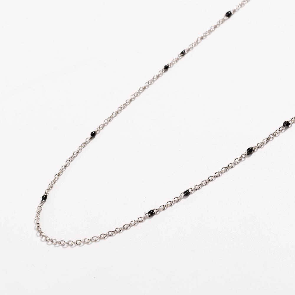 Dainty Black Onyx Layered Necklace for Women - Gold Plated Link Chain Pendant Jewelry with Extender