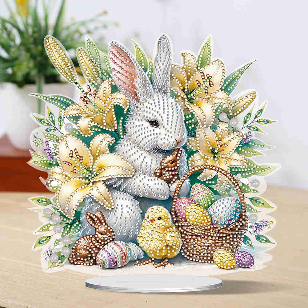 Special Shape Easter Rabbit Egg Flower Desktop Diamond Art Home Decor (LL140)