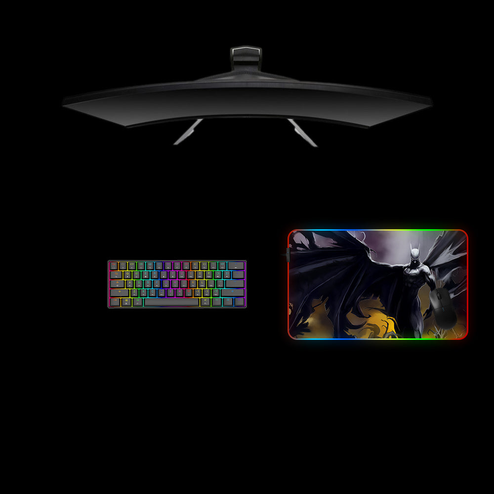 Batman Wings Design RGB Gaming Mouse Pad with LED Strip - M-XXL Size